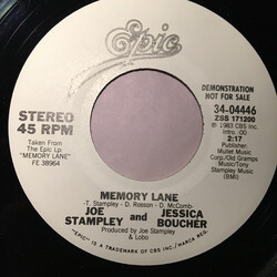 Joe Stampley / Jessica Boucher Memory Lane USED VINYL 7INCH 45 RPM SINGLE PROMO
