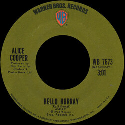 Alice Cooper Hello Hurray USED VINYL 7INCH 45 RPM SINGLE STYRENE