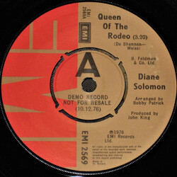 Diane Solomon Queen Of The Rodeo USED VINYL 7INCH 45 RPM SINGLE PROMO