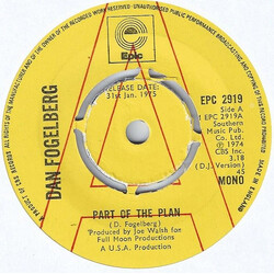 Dan Fogelberg Part Of The Plan USED VINYL 7INCH 45 RPM SINGLE PROMO