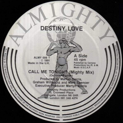 Destiny Love Call Me Tonight (Mighty Mix c/w Hollywood Mix) Vinyl 12" USED