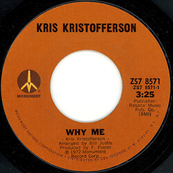 Kris Kristofferson Why Me / Help Me USED VINYL 7INCH 45 RPM SINGLE