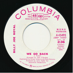 Billy Joe Royal We Go Back USED VINYL 7INCH 45 RPM PROMO MONO STEREO