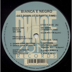 Bianca E Negro Get Down (It's Party Time) USED VINYL 12INCH 33 S RPM STEREO