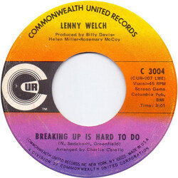 Lenny Welch Breaking Up Is Hard To Do / Get Mommy To Come Back Home VINYL 7" USED