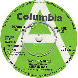 Cliff Richard A Brand New Song USED VINYL 7INCH 45 RPM SINGLE PROMO