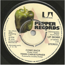 Terri Christopher (2) Come Back USED VINYL 7INCH 45 RPM SINGLE PROMO