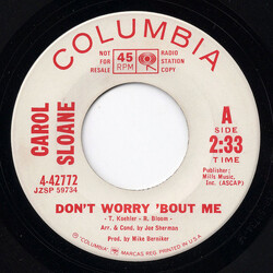Carol Sloane Don't Worry 'Bout Me Vinyl 7" USED