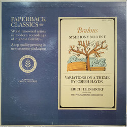 Johannes Brahms / Erich Leinsdorf / Philharmonia Orchestra Brahms: Symphony No. 3 in F, Variations on a Theme by Joseph Haydn Vinyl LP USED