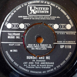 Jay & The Americans Sunday And Me USED VINYL 7INCH 45 RPM