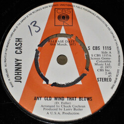 Johnny Cash Any Old Wind That Blows USED VINYL 7INCH SINGLE 45 RPM PROMO