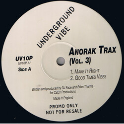 Anorak Trax Vol. 3 USED VINYL 12INCH 33 S RPM PROMO