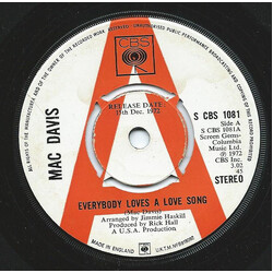 Mac Davis Everybody Loves A Love Song USED VINYL 7INCH 45 RPM SINGLE PROMO