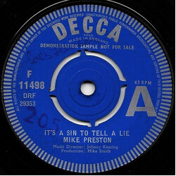 Mike Preston It's A Sin To Tell A Lie USED VINYL 7INCH 45 RPM SINGLE PROMO