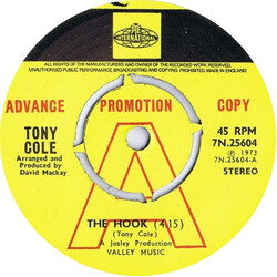 Tony Cole The Hook USED VINYL 7INCH 45 RPM PROMO