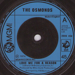 The Osmonds Love Me For A Reason VINYL 7" USED