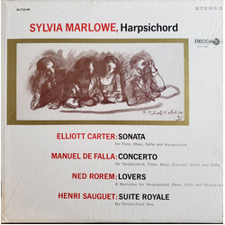Sylvia Marlowe / Elliott Carter / Manuel De Falla / Ned Rorem / Henri Sauguet Sonata / Concerto / Lovers / Suite Royale Vinyl LP USED