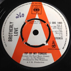 Brotherly Love (2) Tip Of My Tongue USED VINYL 7INCH 45 RPM PROMO
