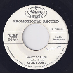 George Jones (2) Money To Burn / Big Harlan Taylor USED VINYL 7INCH 45 RPM PROMO