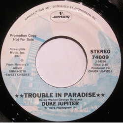Duke Jupiter Trouble In Paradise USED VINYL 7INCH 45 RPM PROMO