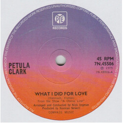 Petula Clark What I Did For Love USED VINYL 7INCH SINGLE 45 RPM