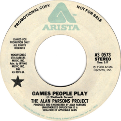 The Alan Parsons Project Games People Play Vinyl 7" USED