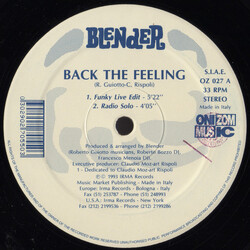 Blender Back The Feeling USED VINYL 12INCH 33 S RPM STEREO