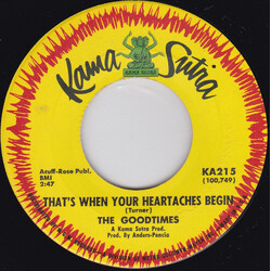 The Goodtimes (3) That's When Your Heartaches Begin / The Hard Life USED VINYL 7INCH 45 RPM SINGLE