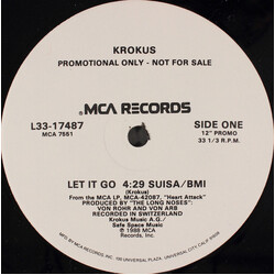 Krokus Let It Go USED VINYL 12INCH 33 S RPM PROMO