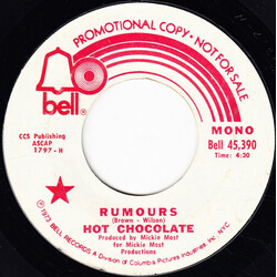 Hot Chocolate Rumours USED VINYL 7INCH 45 RPM PROMO STEREO MONO