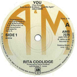 Rita Coolidge You / Only You Know And I Know USED VINYL 7INCH 45 RPM SINGLE