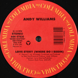 Andy Williams / Jeff Wayne Love Story (Where Do I Begin) / The Eve Of The War (War Of The Worlds) USED VINYL 12INCH 33 S RPM STEREO