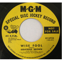 Sedatrius Brown Wise Fool Vinyl 7" USED