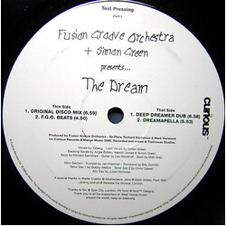 Fusion Groove Orchestra / Simon Green The Dream USED VINYL 12INCH 33 S RPM TEST PRESSING