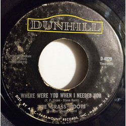 The Grass Roots Where Were You When I Needed You / (These Are) Bad Times USED VINYL 7INCH 45 RPM SINGLE STYRENE