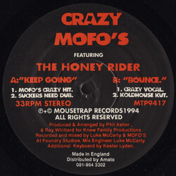 Crazy Mofo's / The Honey Rider Keep Going USED VINYL 12INCH 33 S RPM STEREO