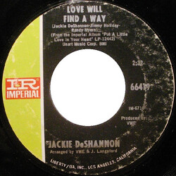 Jackie DeShannon Love Will Find A Way / I Let Go Completely USED VINYL 7INCH 45 RPM SINGLE
