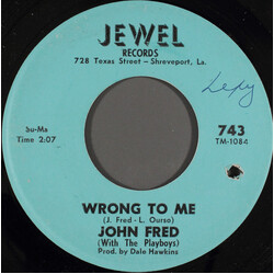 John Fred & His Playboy Band Wrong To Me USED VINYL 7INCH 45 RPM