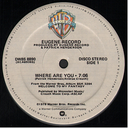 Eugene Record Where Are You Vinyl 12" USED