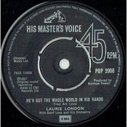 Laurie London / Geoff Love & His Orchestra He's Got The Whole World In His Hands / Cradle Rock USED VINYL 7INCH 45 RPM SINGLE REISSUE