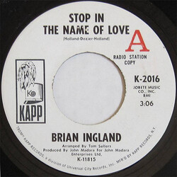 Brian Ingland Stop In The Name Of Love / Crashing In The Middle Of The Night USED VINYL 45 RPM 7INCH PROMO
