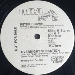 Peter Brown (2) Overnight Sensation USED VINYL 12INCH 33 S RPM PROMO