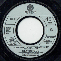 Status Quo Something 'Bout You Baby I Like Vinyl 7" USED