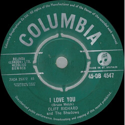 Cliff Richard & The Shadows I Love You VINYL 7" USED
