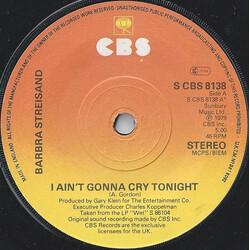 Barbra Streisand I Ain't Gonna Cry Tonight USED VINYL 7INCH 45 RPM