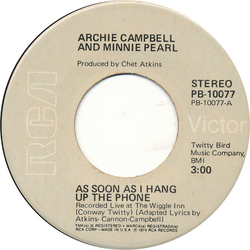Archie Campbell / Minnie Pearl As Soon As I Hang Up The Phone Vinyl 7" USED