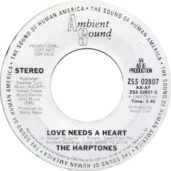 The Harptones Love Needs A Heart USED VINYL 7INCH 45 RPM SINGLE PROMO