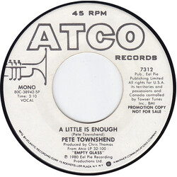 Pete Townshend A Little Is Enough USED VINYL 7INCH 45 RPM PROMO STEREO MONO