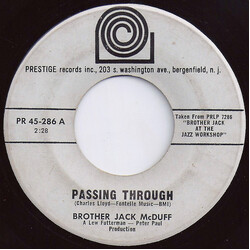 Brother Jack McDuff Passing Through / Somewhere In The Night USED VINYL 7INCH