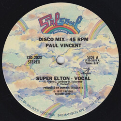 Paul Vincent (3) Super Elton VINYL 12" USED
